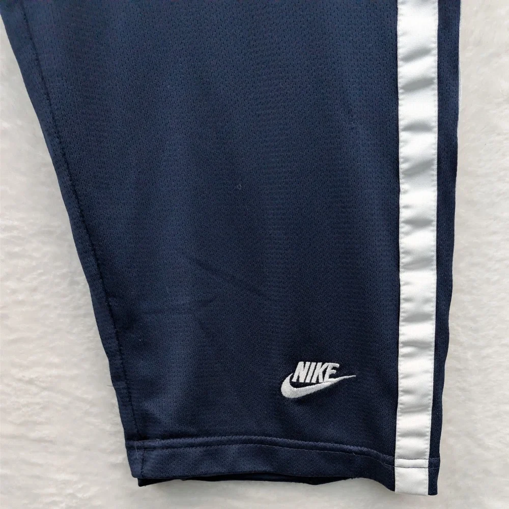 VTG Nike Track Pants Men L Navy Blue Side Stripe Mesh Relaxed Fit Athleisure Y2K
